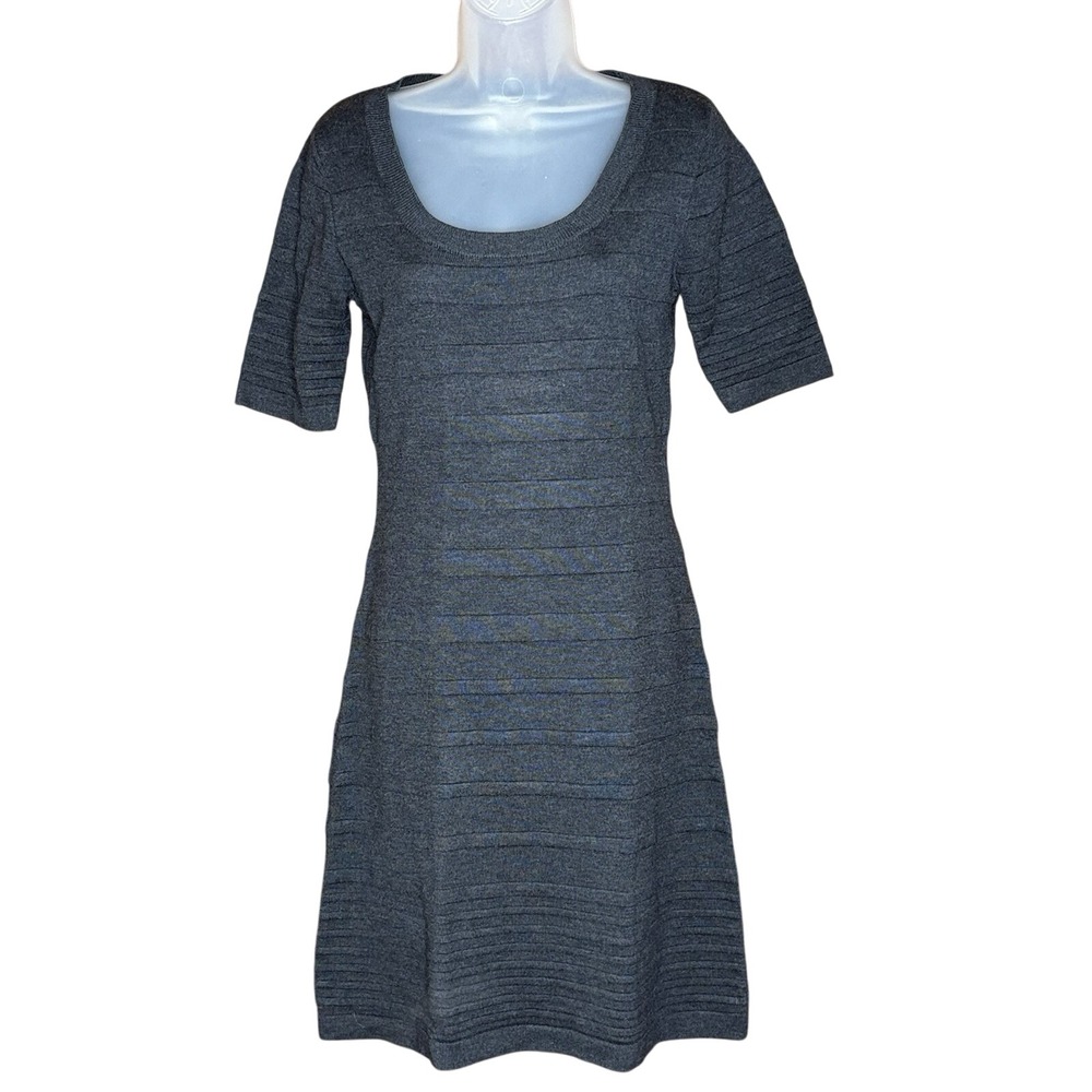 Y2K Calvin Klein Sweater Dress XS Charcoal Gray Ribbed Minimalist Whimsigoth
